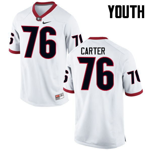 Georgia Bulldogs Youth Michail Carter #76 White Stitched College UGA Football Jersey 23HH017IF